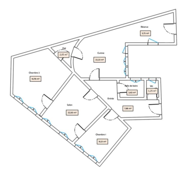 A LOUER 4P  REFAIT NEUF  96.38m²  PARIS Vème