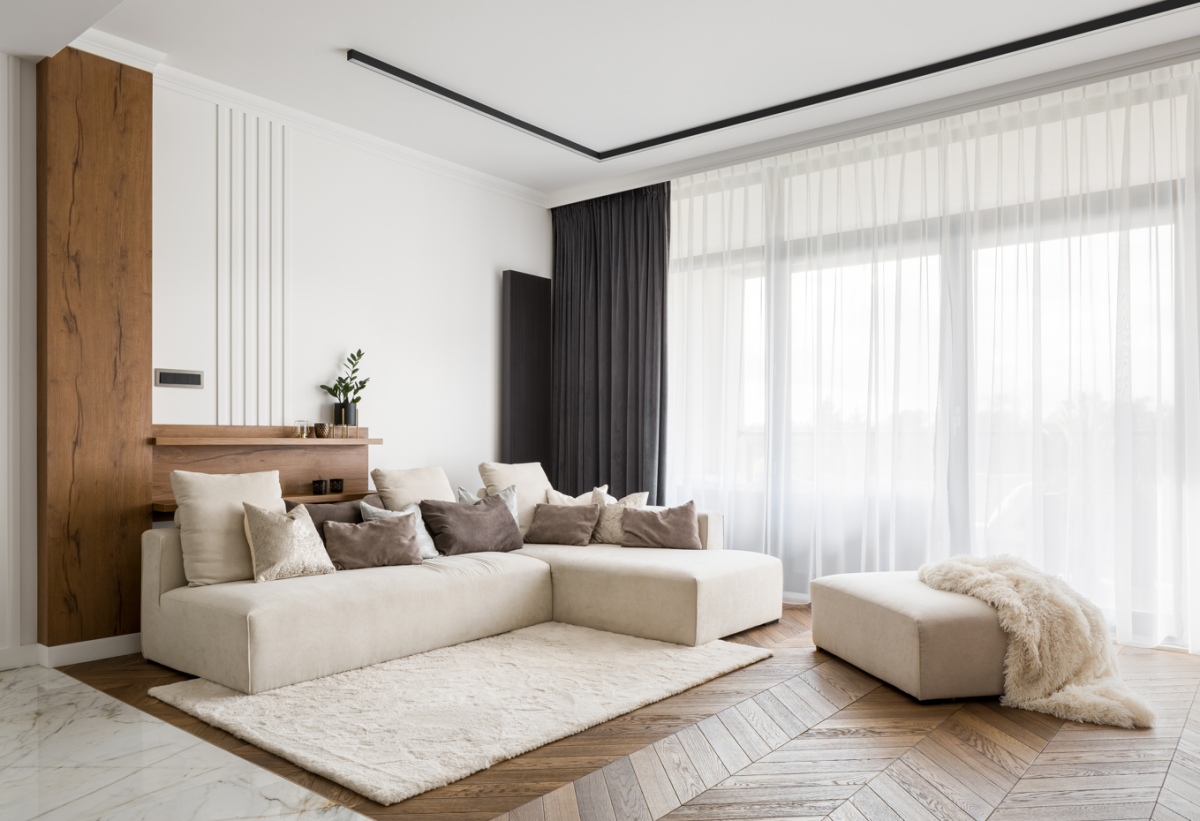 Salon moderne lumineux idéal pour louer un logement