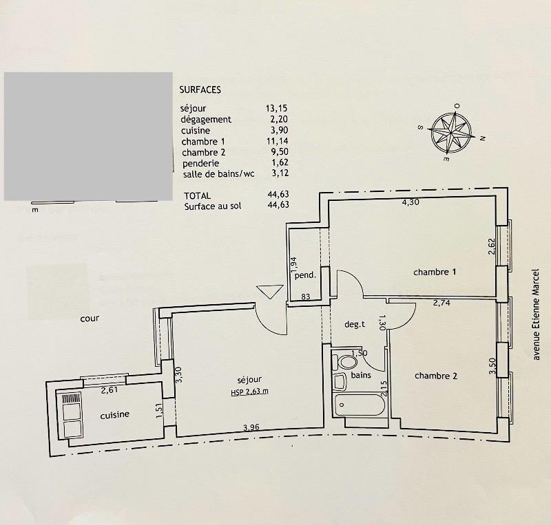 A LOUER  3 PIECES 45m² 93170 BAGNOLET