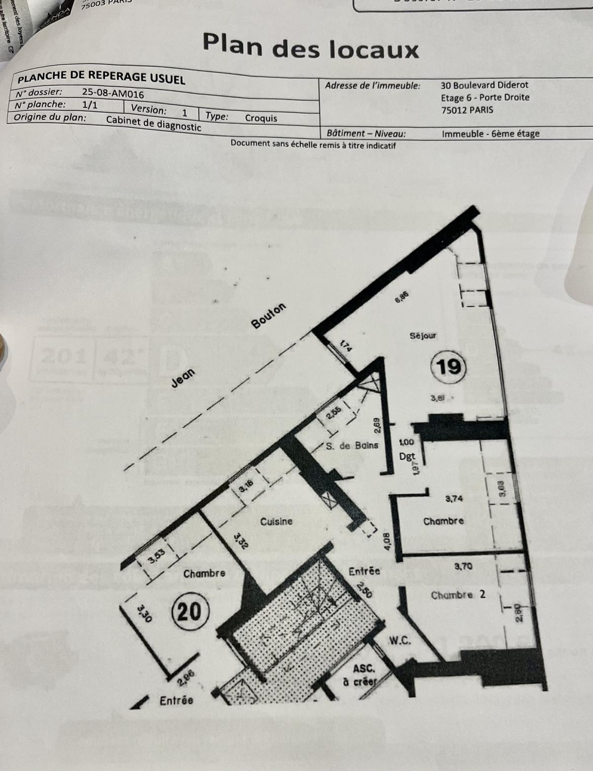 A LOUER PARIS XIIème 3P 64,41m²