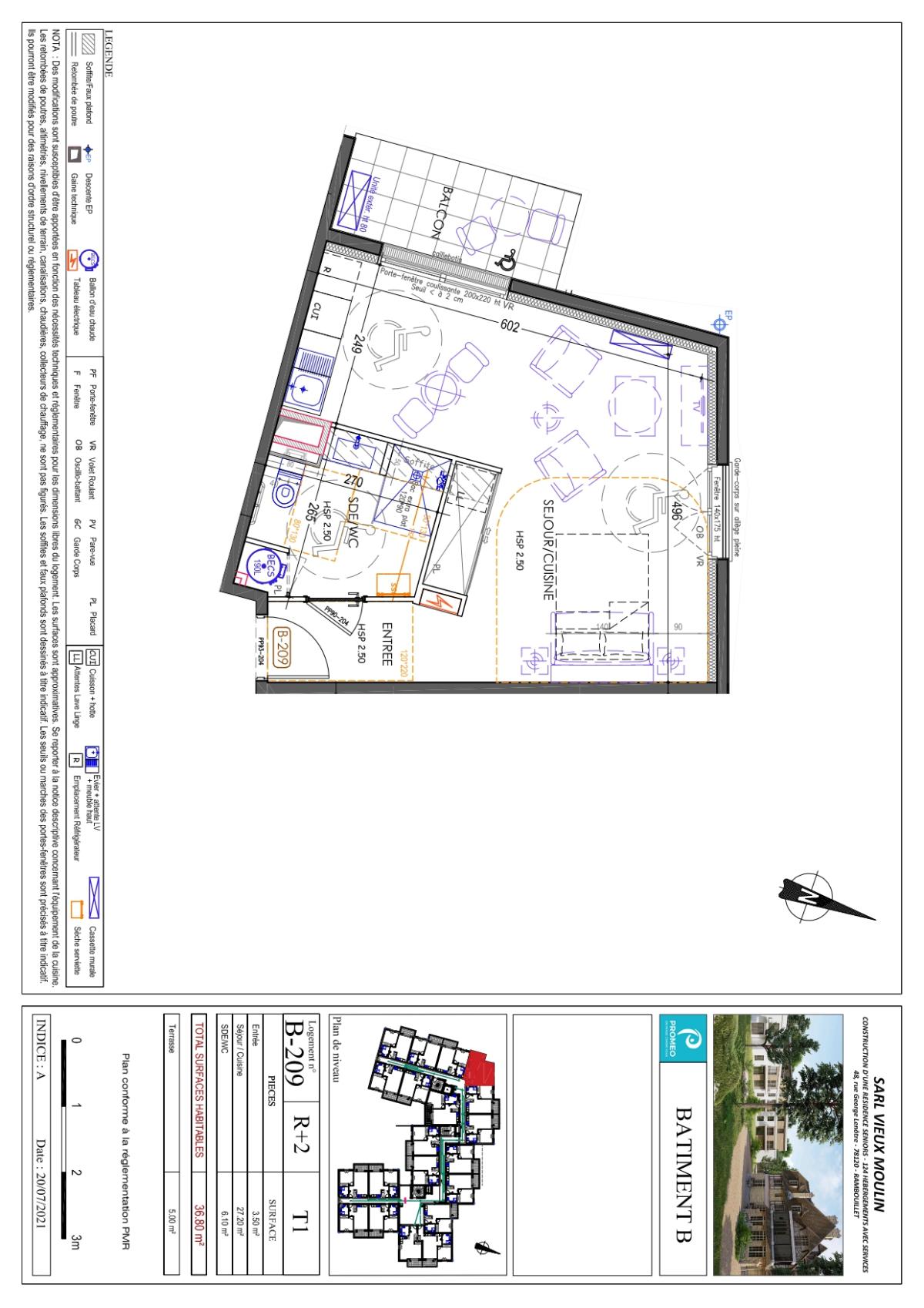 RAMBOUILLET (78120) Chateau du Moulin, Résidence Service Seniors, Grand Studio avec Balcon