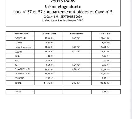 Paris XVème, Métro Bir Hakeim, Grand 3 Pièces de 84,66m²