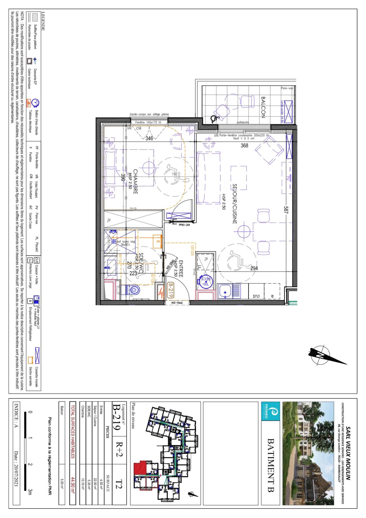 Rambouillet, Chateau du Vieux Moulin Résidence Services Seniors,  2 pièces avec Balcon