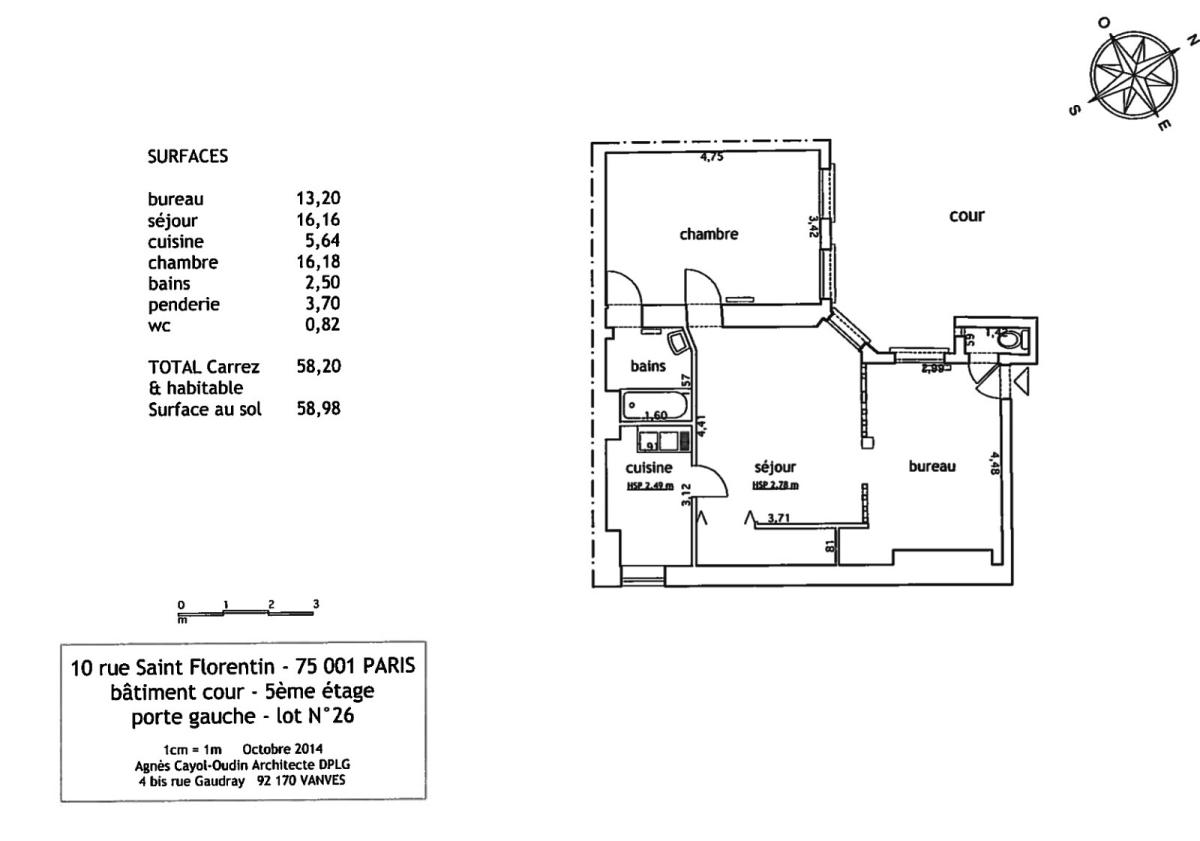 A LOUER 75001 PARIS 2P DE CHARME CONCORDE