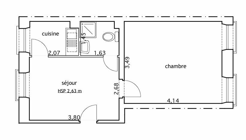A LOUER 2 PIECES 30m²  93170 BAGNOLET . METRO ROBESPIERRE