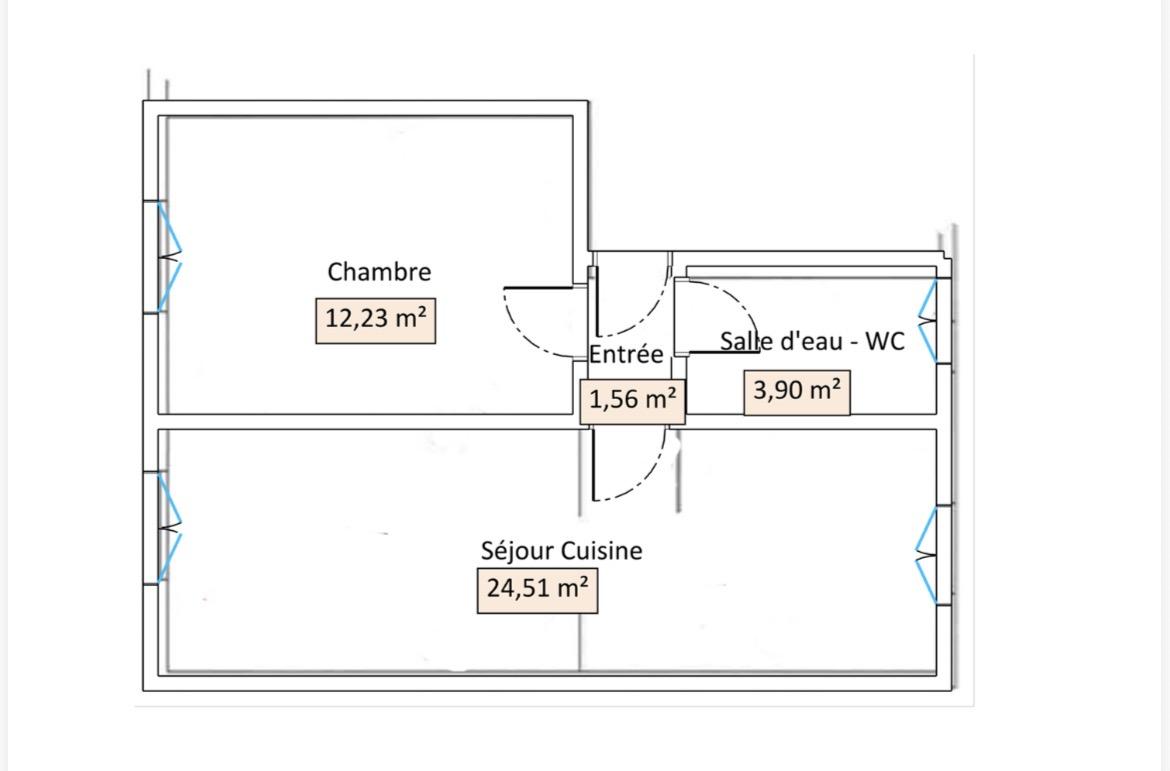 Paris XIIIème Campo Formio 2 Pièces de 42,20m²
