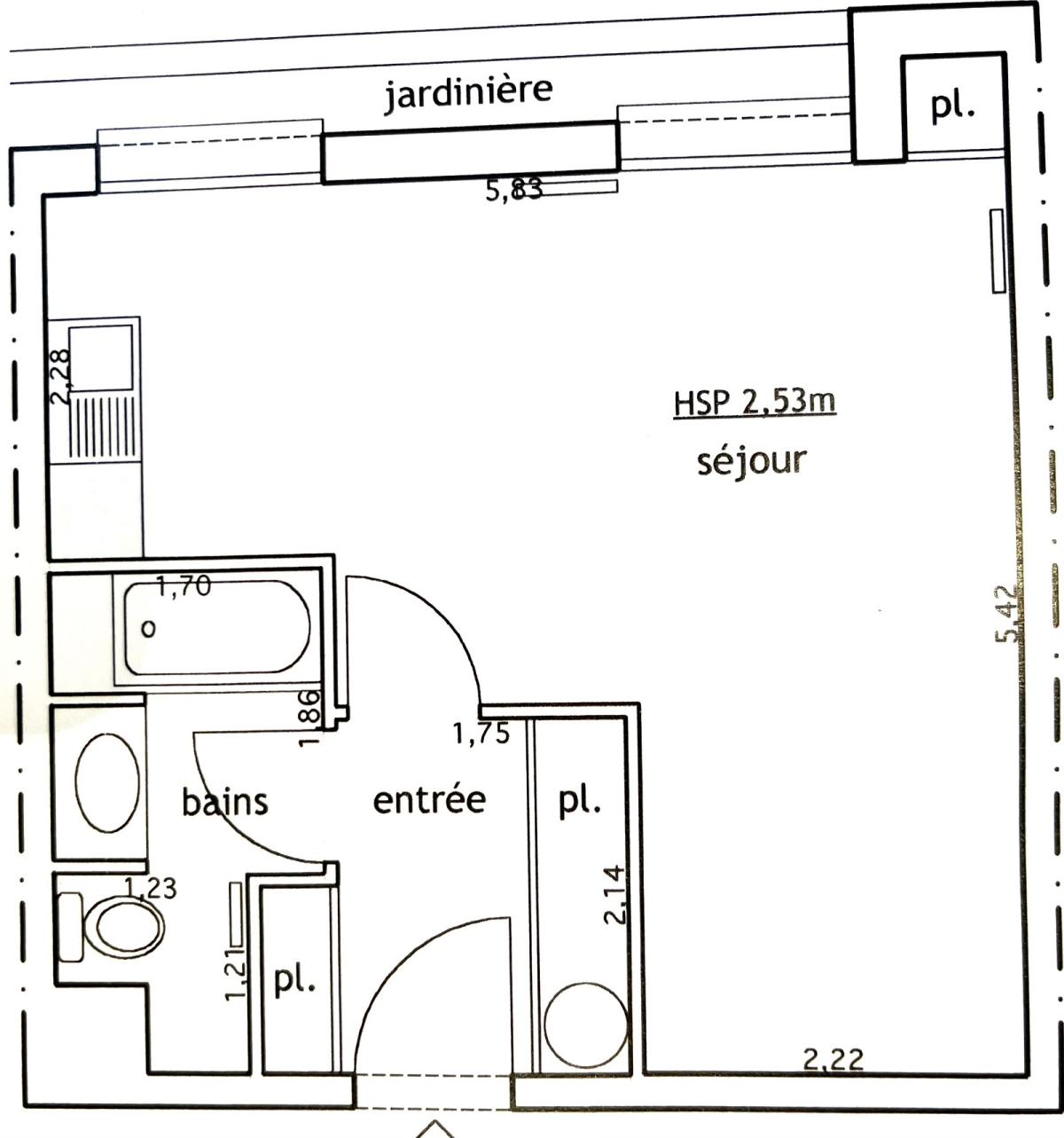 A LOUER GRAND STUDIO 31m² MONT VALERIEN