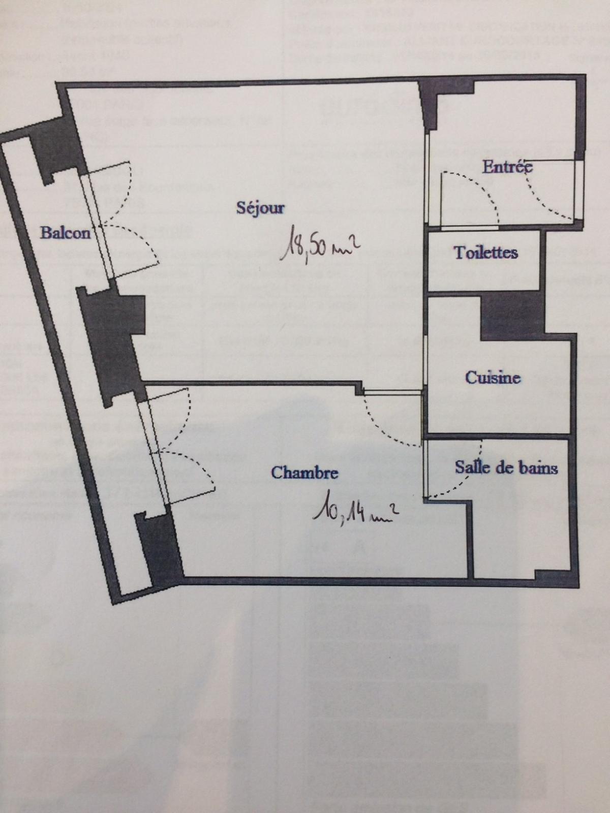  Paris 1er, rue des Bourdonnais 2 Pièces meublé de39,53 m²