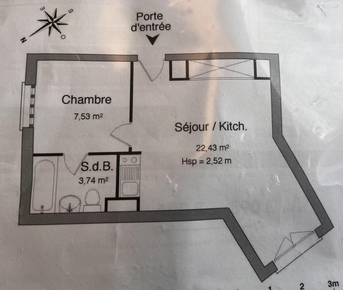 Paris XIIème St Marcel/Campo Formio, 2Pièces de 33,70m²  