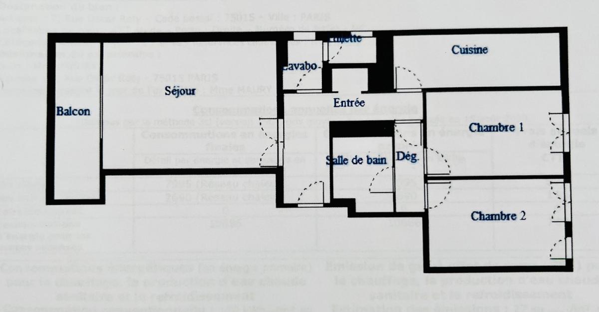 A LOUER 3 PIECES 71.45m² PARIS XVème.