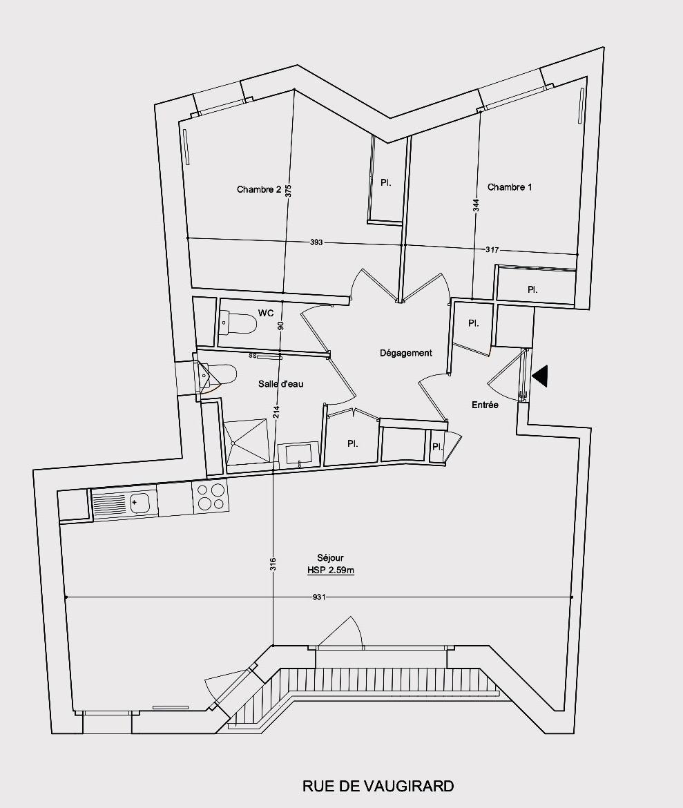 A LOUER 3 PIECES 74.39m² avec BALCON. Paris XVème