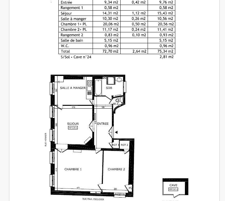 Paris 9ème, Trinité, 3 Pièces de 72,70 m²