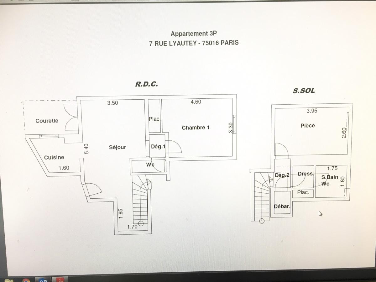 Paris XVIème, Passy, 3 Pièces 58,25m² 